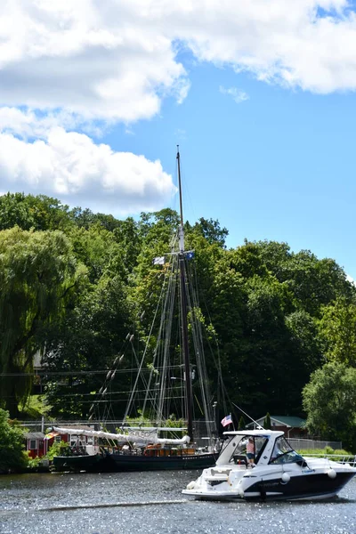 Kingston Aug Boten Hudson Rivier Kingston New York Gezien Aug — Stockfoto