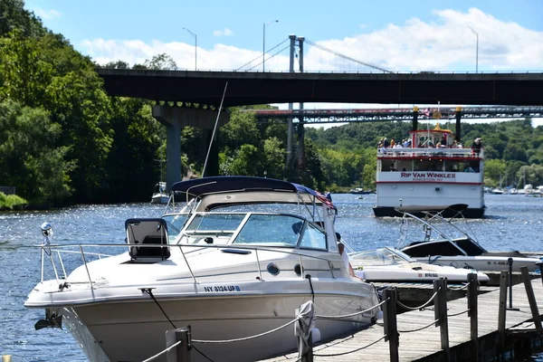 Kingston Aug Barcos Rio Hudson Kingston Nova York Como Visto — Fotografia de Stock