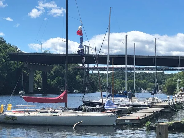 Kingston Aug Barcos Rio Hudson Kingston Nova York Como Visto — Fotografia de Stock