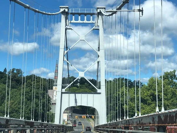 Kingston Aug Kingston Port Ewen Suspension Bridge Kingston Nowy Jork — Zdjęcie stockowe