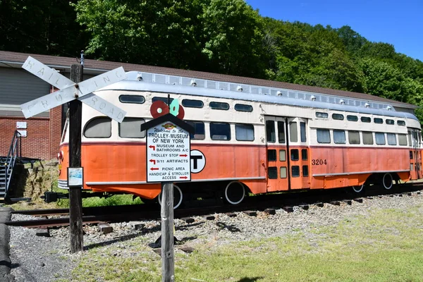 Kingston Aug Boston Pcc Trolley 3204 Trolley Museum New York — Stok Foto