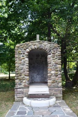 GENEVA, New York - 21 AUG: Cenevre 21 Ağustos 2020 'de Cenevre, New York' ta Cenevre 'de görülen Cenevre' de bulunan Cenevre Gölü 'ndeki Butik Otel, Restoran ve Tarihi Bahçeler.