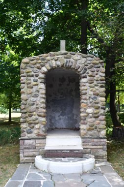 GENEVA, New York - 21 AUG: Cenevre 21 Ağustos 2020 'de Cenevre, New York' ta Cenevre 'de görülen Cenevre' de bulunan Cenevre Gölü 'ndeki Butik Otel, Restoran ve Tarihi Bahçeler.