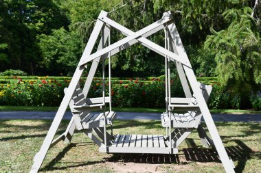 GENEVA, New York - 21 AUG: Cenevre 21 Ağustos 2020 'de Cenevre, New York' ta Cenevre 'de görülen Cenevre' de bulunan Cenevre Gölü 'ndeki Butik Otel, Restoran ve Tarihi Bahçeler.