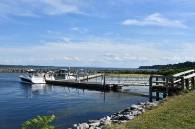 GENEVA, NY - 21 AUG: 21 Ağustos 2020 'de New York' un kuzeyindeki Finger Lakes bölgesinde, Cenevre 'de Lakefront view.