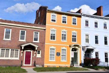 GENEVA, NY - 21 AUG: 21 Ağustos 2020 'de Cenevre, New York' taki Finger Lakes bölgesindeki Row Houses.