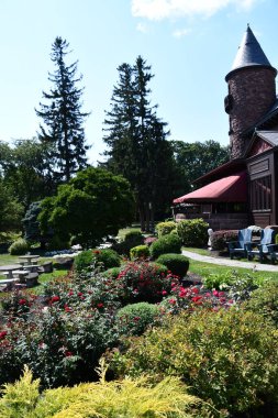 22 Ağustos 2020 'de Cenevre, New York' taki Belhurst Kalesi 'nde görüldüğü gibi. Seneca Gölü kıyısında eski bir özel konuttur..