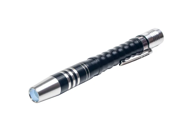 LED metal tactical flashlight isolated on white background — Stock Photo, Image