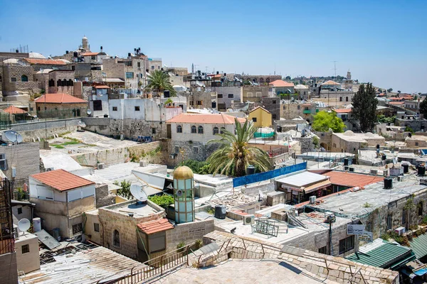 Jerusalem Israel Junho 2015 Vista Cidade Velha Com Muro Antigo — Fotografia de Stock