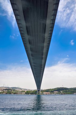 Anadolu Yakası ve Avrupa Yakası Istanbul'da Boğaz Köprüsü bağlanır