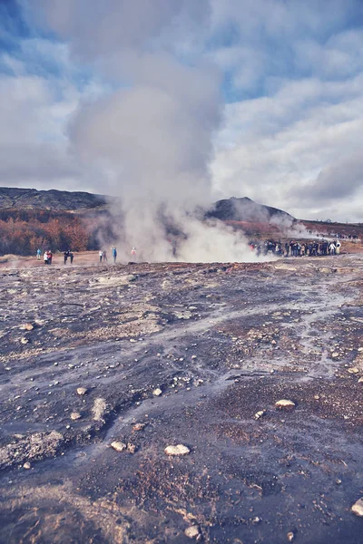 Park Geysir w Islandii jesienią — Zdjęcie stockowe