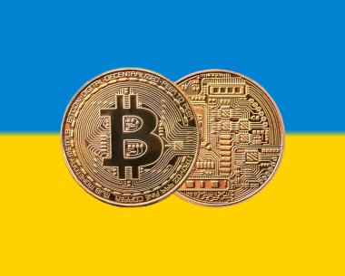 sikke bitcoin ve Ukrayna bayrağı