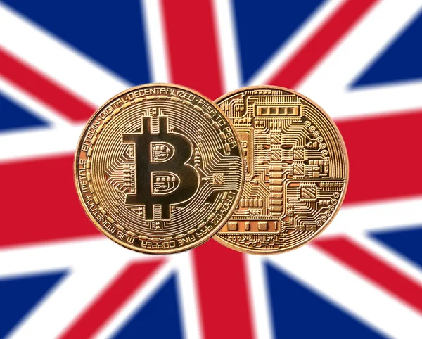sikke bitcoin ve Birleşik Krallık bayrağı