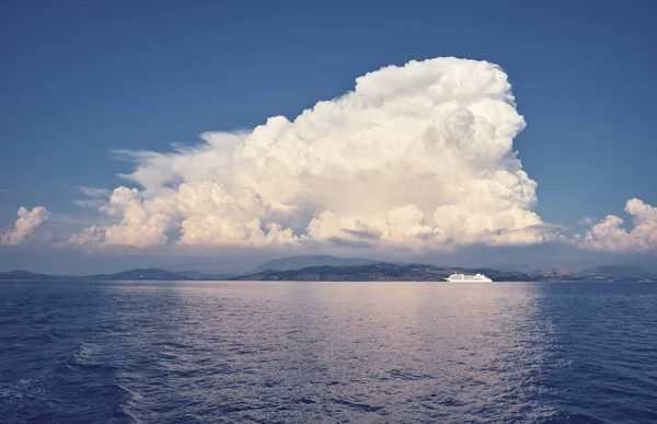 Large cloud over the islands in the Ionian Sea — Stock Photo, Image