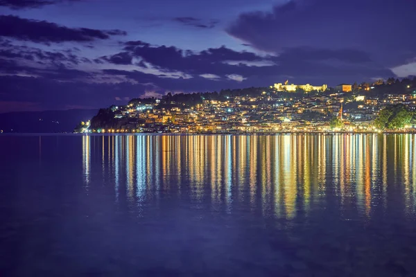 Ohrid, Macedonia por la noche — Foto de Stock