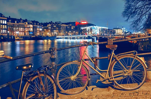 Ámsterdam por la noche, Países Bajos . — Foto de Stock