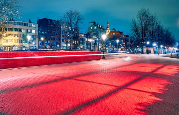 Amsterdam di notte, Paesi Bassi . — Foto Stock