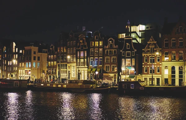 Amsterdam gece, Hollanda. — Stok fotoğraf