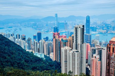 Hong Kong ve Victoria Limanı manzarası