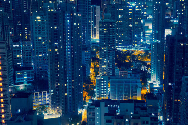 View of the Central District from above in Hong Kong
