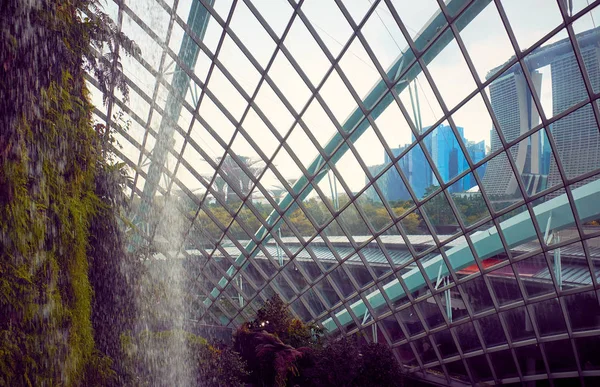 Σύμπλεγμα θερμοκηπίου στον κήπο, δίπλα στον κόλπο. Σιγκαπούρη — Φωτογραφία Αρχείου