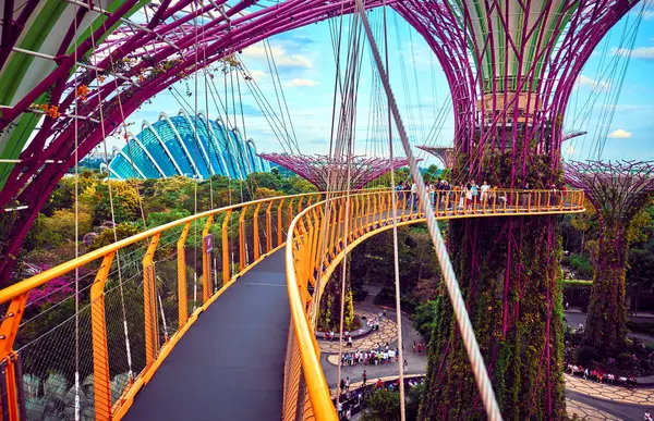 Tuinen langs de baai met supertree in singapore — Stockfoto