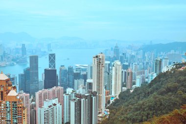 Hong Kong ve Victoria Limanı manzarası