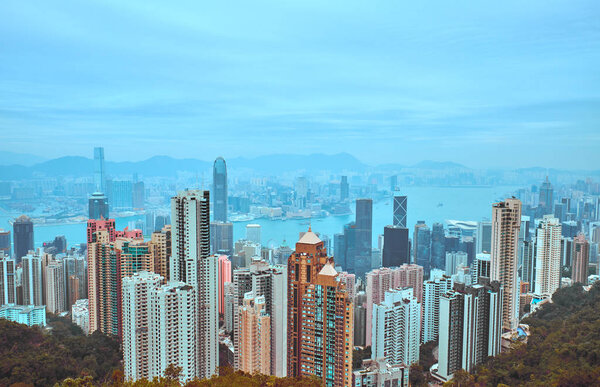 View from Victoria Peak to Hong Kong