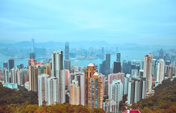 Vista de Hong Kong e Victoria Harbour — Fotografia de Stock