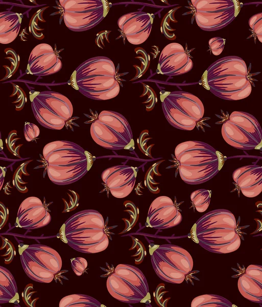 ピンクの丸い花でシームレス花柄背景 手描きタイル包装紙のパターン ベクトル イラスト花のテクスチャ — ストックベクタ