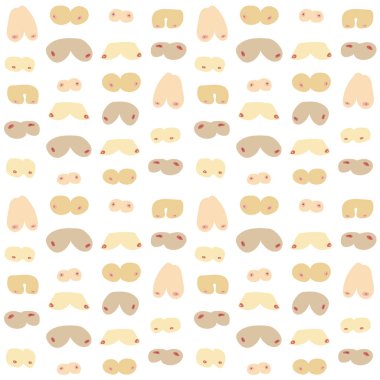 Kadınların göğüsleri farklı tipleri ile sorunsuz arka plan. Repeateble mizahi desen. Düz vektör çizim