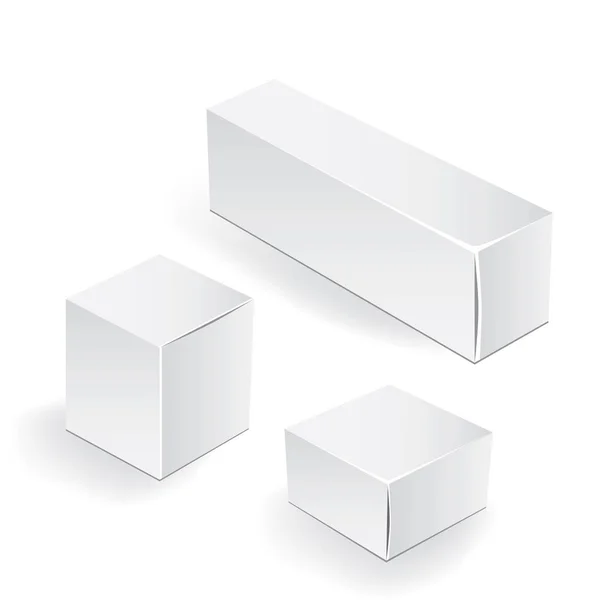 Boîte Paquet Blanche Modèle Maquette Emballage Bon Pour Aliment Électronique — Image vectorielle