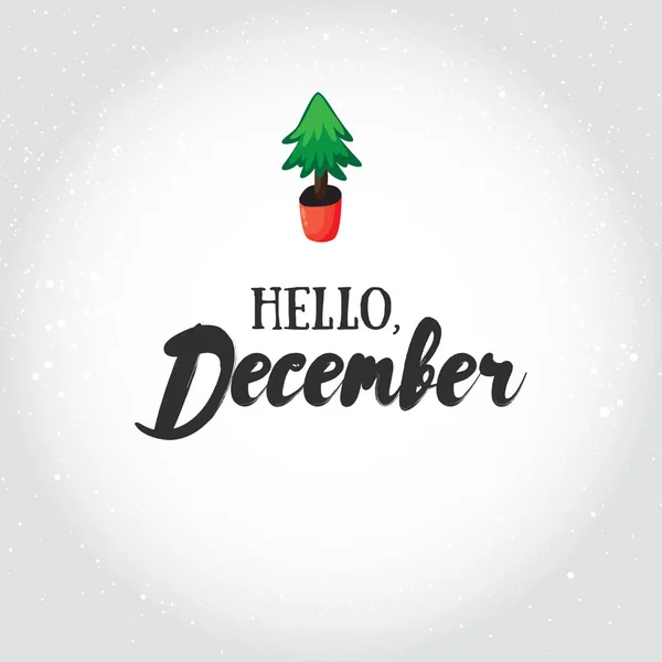 Hello December Vector Illustrated Greeting Card Template Post Card Design — Stock Vector