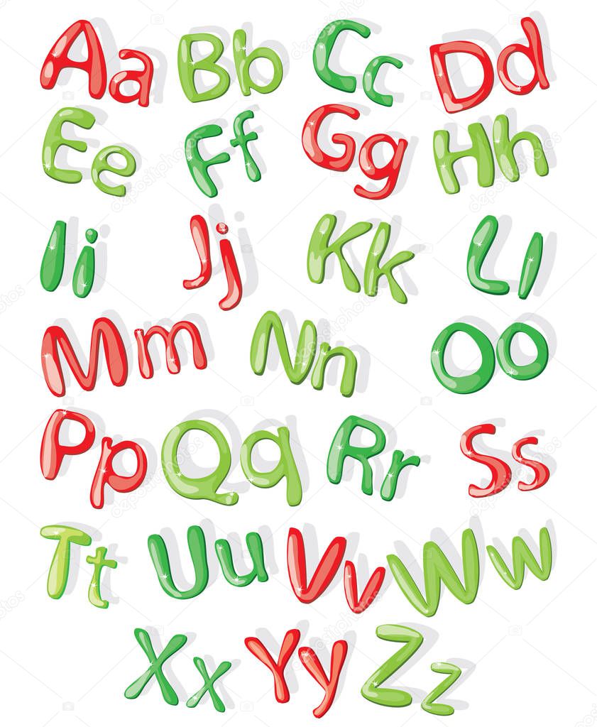 Cartoon colorful alphabet, vector illustrated