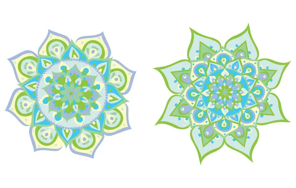 Vector Illustrerad Blå Mandala Royaltyfria Stockvektorer