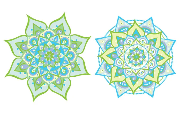 Vector Illustrerad Blå Mandala Royaltyfria Stockvektorer