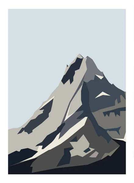 Paysage Montagneux Nord Hivernal Illustration Vectorielle Plate Simple — Image vectorielle