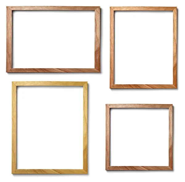 Collection Various Vintage Wood Frame White Background — Stock Photo, Image