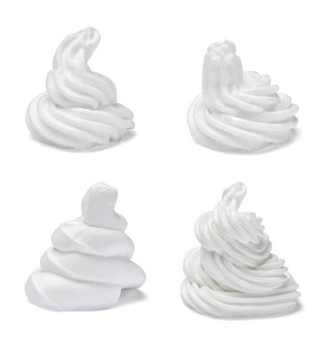 çeşitli beyaz krema beyaz arka plan üzerinde topluluğu. her biri ayrı ayrı vurulur