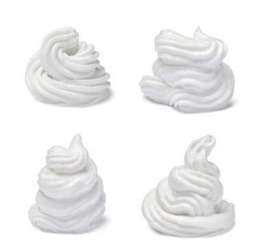 çeşitli beyaz krema beyaz arka plan üzerinde topluluğu. her biri ayrı ayrı vurulur