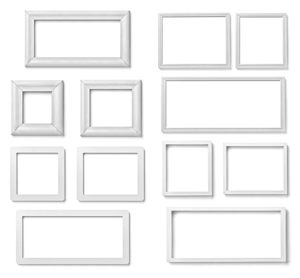 Collection Various White Wood Frames White Background Each One Shot — Stock Photo, Image