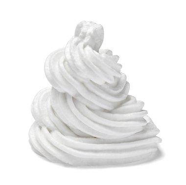 Beyaz arka plan üzerinde beyaz krem şanti yakın çekim