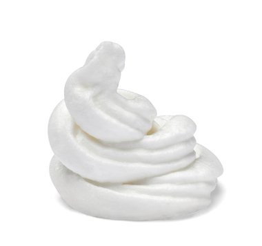 Beyaz arka plan üzerinde beyaz krem şanti yakın çekim