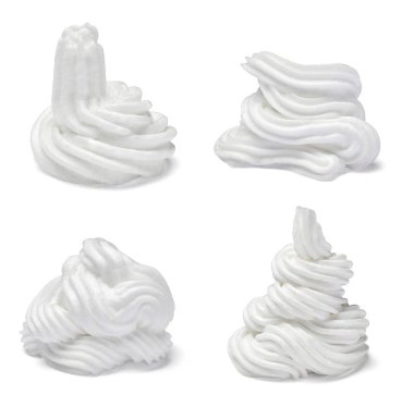 çeşitli beyaz krema beyaz arka plan üzerinde topluluğu. her biri ayrı ayrı vurulur