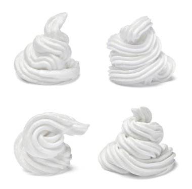 çeşitli beyaz krema beyaz arka plan üzerinde topluluğu. her biri ayrı ayrı vurulur