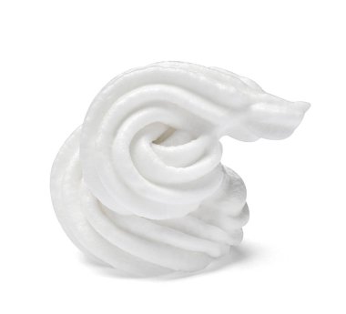 Beyaz arka plan üzerinde beyaz krem şanti yakın çekim