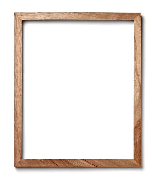 Close Van Een Vintage Frame Van Hout Witte Achtergrond — Stockfoto