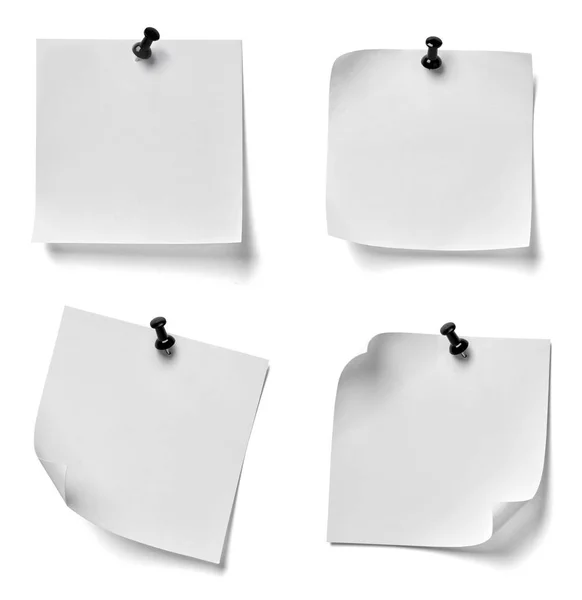 Collection Various Note Paper Red Push Pin White Background Each — Stock Photo, Image