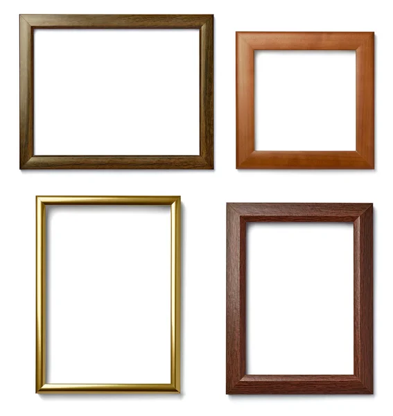 Collection Various Vintage Wood Frame White Background — Stock Photo, Image