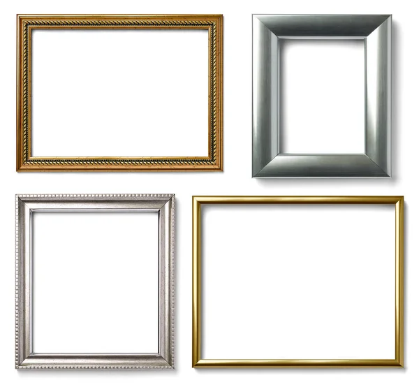 Collection Various Vintage Wood Frame White Background — Stock Photo, Image